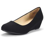 DREAM PAIRS Women's Debbie Black Suede Mid Wedge Heel Pump Shoes Size 8 M US