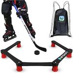 Hockey Stick Handling Trainer - Lightweight Portable Stickhandling Training Aid, Non Grip End for Ice and Synthetic Tiles, Improves Puck Control, Drills Practice, Shooting Handle, Includes Carry Bag