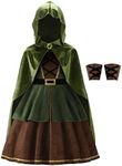 ReliBeauty Archer Costume Girls Huntress Costume for Girls with Cape,Green 10-12/150