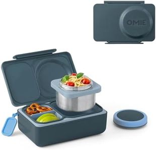OmieBox UP bento Box for Kids | Insulated Lunch Box | Leak Proof Thermos Food jar | Cooler ice Pack | 2 Compartments (Graphite)