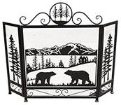 Meadow Bear Scenic Heavy Black Metal 3-Panel Decorative Fireplace Screen