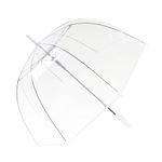 ThreeH Clear Bubble Umbrella Windproof Romantic Dome Rain Umbrella Auto Open Transparent POE Canopy for Weddings,White