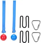 2 Wooden Balls for Monkey Line, Gorilla Line and Ninja Warrior Obstacle Courses – Complete Expansion Kit with Durable Buckles, Carabiners, Easy Installation, Safe Secure Training Equipment (Grey)