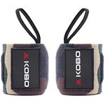 Kobo WTA-49 Super Heavy Wrist Wraps with Thumb Loop - Professional Wrist Support Braces for Men & Women - Weight Lifting Cross Fitness Powerlifting Strength Training