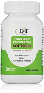 Pharmvista Heme Iron Polypeptide Softgels - with Vitamin C & Folic Acid - Vegetarian, Gluten Free, Non-GMO - 60 Count