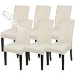 SearchI Waterproof Dining Room Chair Covers Set of 6, Stretch Parsons Chair Slipcovers Removable Washable Kitchen Chair Protector Cover for Dining Room, Hotel, Banquet（Beige,6PCS）