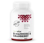 Plantvital D-Mannose Capsules, 1000mg (per 2 capsules) Cranberry Pills for Womens' UTI Treatment - D-Mannose for Bladder Support - Cranberry Supplement - 6 Months Supply -360 Capsules