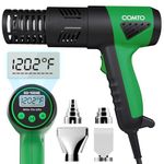 COMTO 1800W Heat Gun with LCD Digital Display, Variable Temperature Control 122℉-1202℉（50℃- 650℃）with 4 Nozzles for Crafts, Vinyl Wrap, Shrink Tubing (SG-1004E)