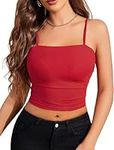 Avidlove Women's Mesh Camisole Vest Adjustable Spaghetti Strap Sexy Tank Tops Basic Plain Cami Sleeveless Undershirt Casual Crop Waist Cinching Slim Y2K Going Out Shirt Red S