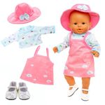 Miunana Clothes for 14-18 Inch 35-45 cm Baby Doll, Doll Clothes Outfits, Unicorn Print Clothes Hat Shoes for Dolls (Pink-Blue)