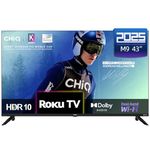 CHiQ U43QM9K 43 inch 4K Smart TV, QLED TV, Roku TV, 4K UHD, HDR10 HLG, Dolby Audio, Works with Alexa, DVB-T2/T/C/S/S2, Support Apple Air-Play, Google Assistant, Prime Video, HDMI2.1, USB2.0