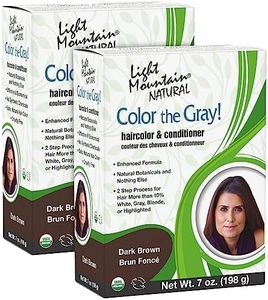 Light Mountain Henna Hair Color & Conditioner, Color the Gray - Dark Brown Hair Dye for Men/Women, 2-Step Chemical-Free, Semi-Permanent Hair Color for White, Gray, and Blonde Hair, 7 Oz (Pack of 2)