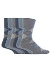 6 Pairs men's gentle grip no elastic socks 6-11 uk, 39-45 eur Argyles (MGG38)