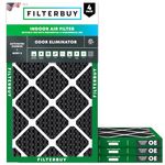 FilterBuy 10x24x1 Air Filter MERV 8 (Allergen Odor Eliminator), Pleated HVAC AC Furnace Filters with Activated Carbon (4-Pack, Black)