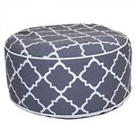 Charles Bentley Indoor/Outdoor Inflatable Garden Foot Stool Pouffe Bean Bag - Grey H23cm Dia 53cm Waterproof