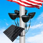 Elsollit Solar Flag Pole Light Feature 5 LED Spotlights Large Solar Panel with 12000mA Battery for 15-30ft flagpole Coverage-Light Up American Flag Outdoor with Solar FlagPole Light from Dusk to Dawn