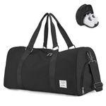 Sport Gym Bag Womens with Wet Pocket and Shoes Compartment,Travel Duffel Bag for Women Men for Plane,Waterproof Carry on Bag Gym Tote Bags,Weekend Overnight Bag Holdall Hospital Bag,Black