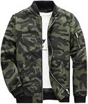 sandbank Men's Slim Fit Lightweight Softshell Flight Bomber Jacket Coat, Camo Green, X-Large