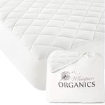 Whisper Organics Luxury Quilted Mattress Pad - Exquisite Softness 100% Organic Cotton Mattress Protector - Fairtrade, GOTS Certified Breathable Protective Cover, 17" Deep Pocket (Cal King, Pure White)