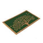 Onlymat Natural Coco Coir Green and Beige Attractive Tree with Birds Printed Anti-Slip Doormat Long-Lasting, Heavy Duty, Large & Thick Entryway Rug, PVC Backing for Indoor, Outdoor, Patio