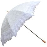 Honeystore Vintage Sun Umbrella 2 Folding Bridal Wedding Lace Parasol Decoration White with Vinyl