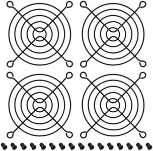 HiQltyla 80mm Fan Grill with Screws, Desktop Computer Case Fan Grills for 80mm Fans, Black Color - 4 Pack