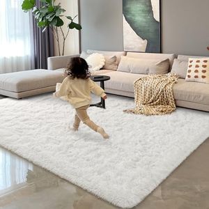 HOMORE Cream White Rugs for Living Room 5x7 Fluffy Area Rug Modern Shag Rugs for Bedroom, Super Soft and Comfy Kids Room Rugs, Cute Carpets for Nursery Girls Home Dorm Decor, Ivory