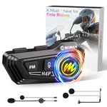 Motorcycle Helmet Headset, Moman RS-H4P Motorbike Headphone BT5.1 with Hi-Fi Speakers Dual Noise Reduction【New Upgrade】in RGB/FM/Glove-Friendly Button/Hands-Free Call/AI Voice Earphone for Solo Riding