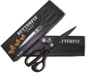 Butterfly Premium Professional Tailor Scissor 10 Inch(25.4CM), Best Carbon Stainless Steel Rubber Handle Black Sewing Scissors for Cloth Cutting, Tailoring, Cutting Fabric, Pant Stitching Shear