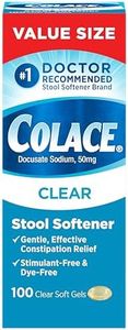 Colace Clear Stool Softener for Gentle Effective Constipation Relief, #1 Doctor Recommended Stool Softener Brand, Dye Free, 50 mg Docusate Capsules, 100 Count