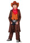 Western Cowboy Costume for Kids Boys Cowboy Hat Vest Chaps Belt Buckle Bandana Large Brown