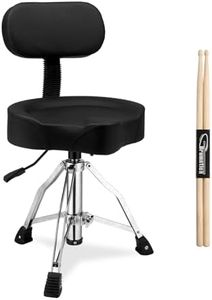 Ktaxon Drum Throne with Backrest, Oversized Motorcycle Shape Seat Height Adjustable Drum Stool Heavy Duty Chair with Drum Sticks for Adult and Kid Drummers (Black)