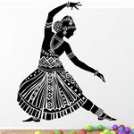 StickMe 'Beautiful Indian Classical Dance - Bharatanatyam - Woman Dancer - Creative - Colorful - Wall Sticker' -SM819 (Multi Colour, Vinyl - 100cm X 80 cm)