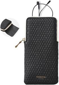 Cockatoo Portable Glasses Case, Drop-Resistant Eyewear Storage Pouch, Slim Soft Case for Sunglasses, with Cleaning Cloth (Black)