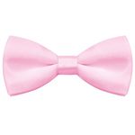 Bskifnn Kids Bow Tie Classic Solid Color Satin Bow Tie Adjustable Neck Bowtie for Kids Wedding Party (Pink)