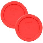 Pyrex 7202-PC 4" Red 1 Cup, 236mL Round Storage Lid 2 Pack for Glass Bowl