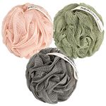 MainBasics Bath Shower Loofah Sponge Pouf Body Scrubber Exfoliator (Set of 3)