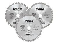 Trend Wood Cordless Circular Saw Blades, 165mm Diameter, 20mm Bore, 24 & 40 Teeth, TCT, 1.5mm Kerf, +15° Hook, CSB/165/3PK/C