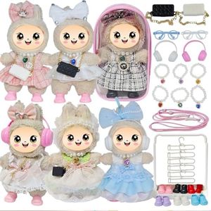 33 Pack Compatible for Labubu Clothes Outfits,Premium Labubu Accessories Case Shoes for 17cm Dolls,Labubu Birthday Party Decoration- Includes 6-Pack Doll Clothes Sets,Camera,Sunglasses (Cute, 17cm)
