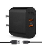 ShopsGeniune Dual USB Port Charger for Amazon Kindle Fire HD (2013) with 1 m Charging Data Cable, 2.4 Ampere, Black