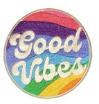 Good Vibes Patch Iron On/Sew On, 3 inches - Fully Embroidered Cool Patch by PatchClub (Good Vibes)