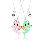 Pugest Best Friends Necklace-Women Gril Boy BFF Cute Heartshaped Friendship Necklaces,Koala Friendship Jewelry for Two, Sterling Silver, red diamond