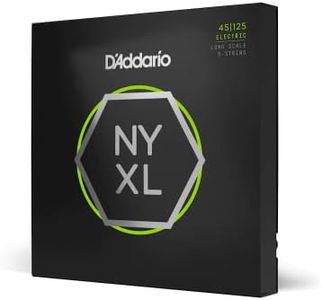 D'Addario Bass Guitar Strings - NYXL Bass Strings - NYXL45125 - Unrivaled Strength, Tuning Stability, Enhanced Response - For 5 String Basses - 45-125 Light Top/Medium Bottom 5-String, Long Scale