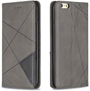 Posanter Funda para iPhone 6S Plus/6 Plus (5,5 Pulgadas), PU Cuero Flip Carcasa Fundas Móvil de Tapa Libro con Magnético, Tarjetero y Suporte, Capa Plegable Cartera, Flip Phone Cover Case (Gris)