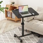 Furist Wheel Rolling Tray Height Adjustable Over Bedside Desk Tilting Sit-Stand Laptop Desk Cart Stand Tilt Table for Hospital&Home Use(Black)