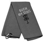 BLUPARK Frisbee Disc Golf Towel Suck My Disc Embroidered Golf Towel for Disc Golfer (Suck My Disc)