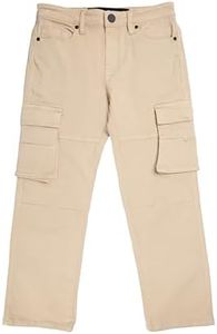 X RAY Boys Slim Fit Stretch Cargo Pants, Cotton Casual Pants with 7 Pocket for Boys | Tan X