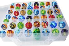 HOME4 Double Sided BPA Free Toy Storage Container - Compatible with Mini Toys, Small Dolls Bakugan, Tools - Toy Organizer Carrying Case - 48 Compartments (Clear)