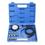 BOOMSTART 12Pcs Oil Pressure Tester, Engine Petrol Diesel Fuel Pressure Gauge Meter, Automotive Leak Test Tool Kit 0-35 Bar (0-500psi) with Adapters