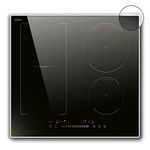 Hobsir hob 4 Zone Induction Hob, Electric hob 59cm, 7200W Built-in Cooktop with Flexible Zone, Touch Control,9 Power Levels,Child Safety Lock,220-240V